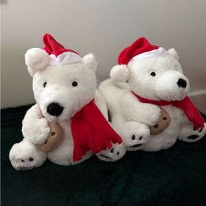 NEW Aerie Cozy White Plush Bear Christmas Slippers